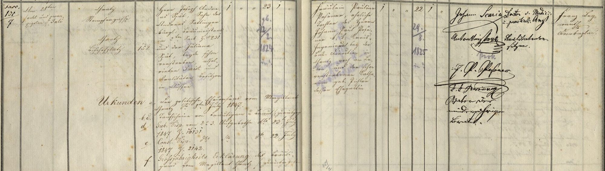 Trauungsbuch Graz-Dom 1847, Nr. 101: Josef Andreas Spät und Pauline Poßener